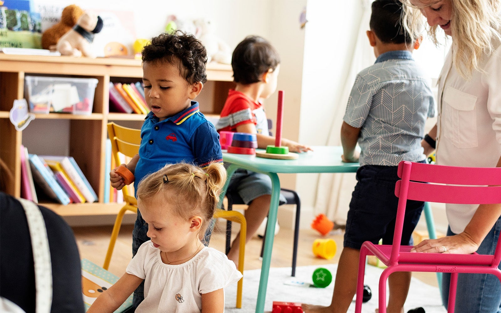 children playing in child care center