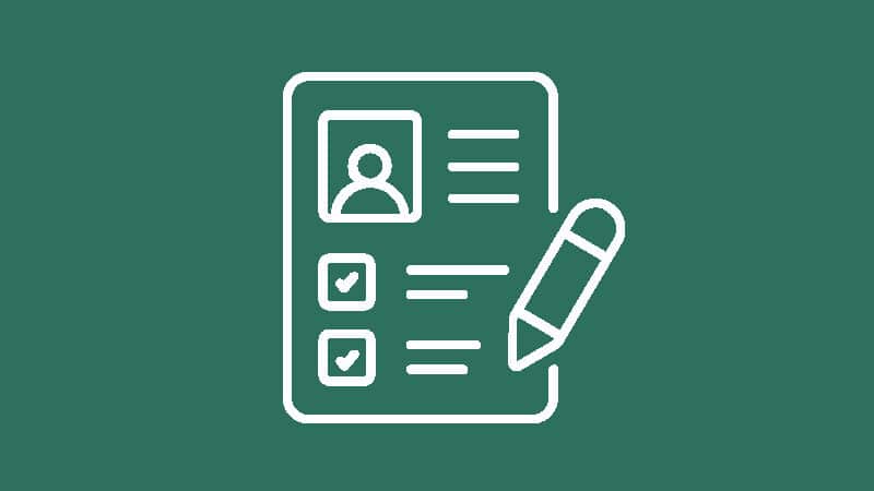 Vector graphic of a checklist document with pencil_focus areas